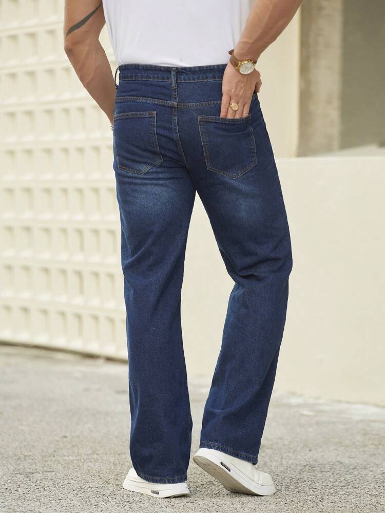 Men's Straight-leg Jeans With Side Pockets