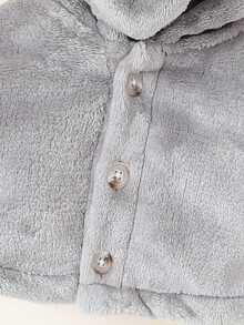 SHEIN Baby Girl Cartoon Elephant Design Hooded Poncho - Grey - View 4