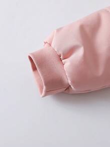 SHEIN Tween Girl Flap Detail Hooded Padded Coat - Baby Pink - View 5