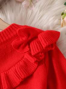 Baby Girl Ruffle Trim Sweater & Knit Skirt - Red - View 4