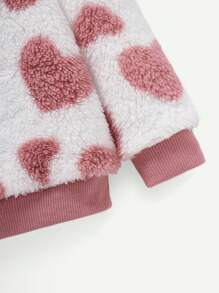 Cozy Pixies 女婴心形印花毛绒卫衣 女婴卫衣 婴儿套头衫