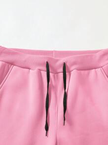 Manfinity LEGND Hombres Pantalones deportivos con estampado de baloncesto y letra de cintura con cordón - Rosa - Ver 3