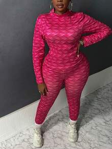 Slaydiva Plus Allover Print Tee & Leggings - Hot Pink - View 4