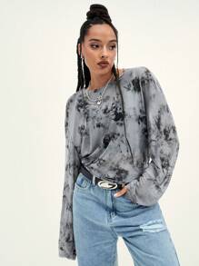 Muchica Tie Dye Drop Shoulder Tee Without Bra - Multicolor - View 1