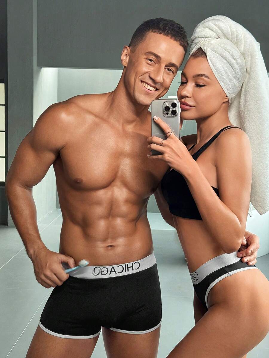 Men's Letter Print Underwear (3pcs/pack) - Multicolor - View 1