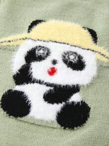 Baby Boy Panda Pattern Raglan Sleeve Sweater - Green - View 6