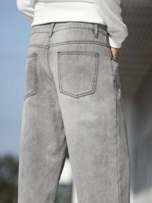 Manfinity EZcore Men Slant Pocket Wide Leg Jeans - Grey - View 7