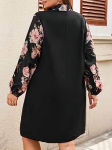 EMERY ROSE Hơn In hoa Cà vạt Tay áo lồng đèn Đầm - Nhiều màu - Xem 2