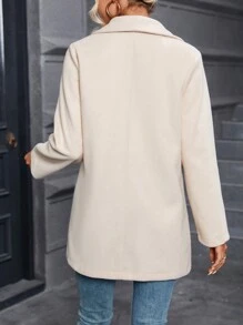 SHEIN LUNE 大翻領單釦花呢外套 - 杏色 - 查看 2