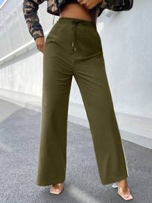 SHEIN SXY Women's Green Waist Belted Long Pants