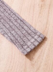 SHEIN 女大童字母補丁細節小高領T恤&喇叭褲 - 紫色 - 查看 3