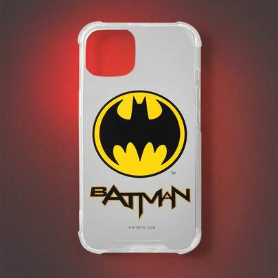 Batman X ROMWE 1 pieza Funda de teléfono de TPU con patrón de murciélago de letra, compatible con iPhone