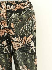 SHEIN Explorewe Young Boy Plants Print Straight Leg Jeans - Army Green - View 5