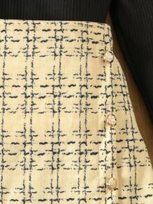 SHEIN Cô Gái Trẻ In kẻ sọc Áo khoác & Cổ giả Áo thun & Váy - màu đen - Xem 4