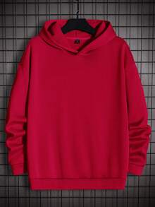 Manfinity LEGND Men's Plus Size Hooded Sweatshirt With Dragon And Tiger Print - Red - View 3