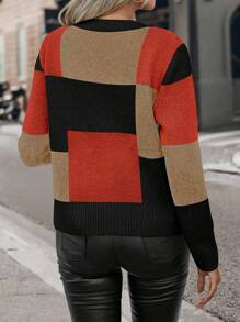 EMERY ROSE Maglione oversize a blocchi di colore, top a maniche lunghe