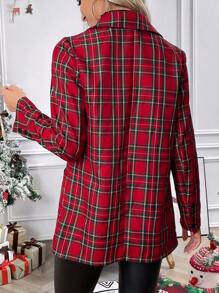 Chiquease In Tartan Cổ áo Áo vest - Đỏ - Xem 2