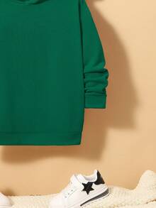 SHEIN Áo nỉ in hình hoạt hình dành cho bé trai tuổi teen - màu xanh lá - Xem 3