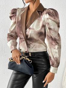 SHEIN Privé 紮染羊腿袖西裝領襯衫