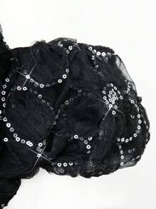 SHEIN Unity Enterizo De Lentejuelas Con Volantes Y Escote Descubierto - Negro - Ver 6