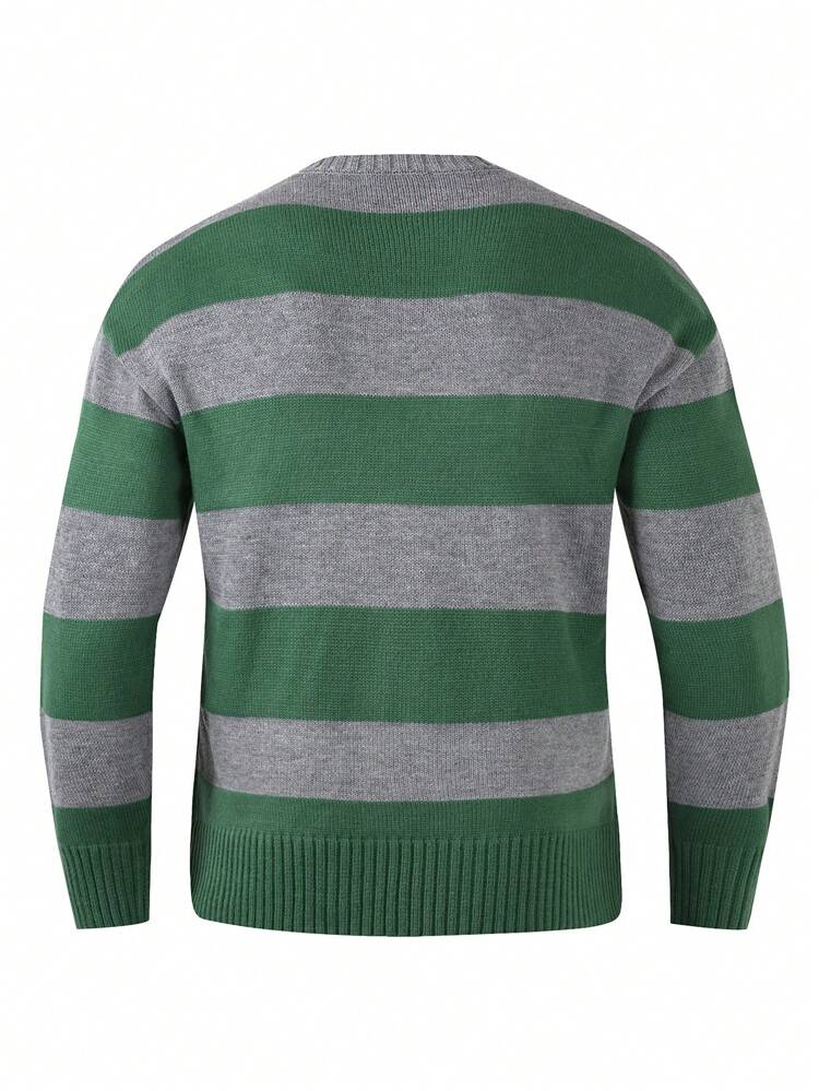 Men's Oversize Color Block Long Sleeve Sweater