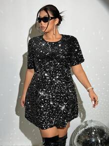 SHEIN ICON Plus Sequin Decor Dress, Summer