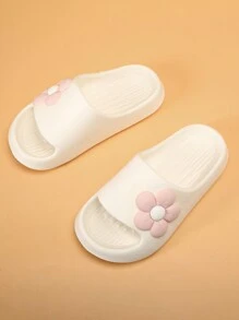 Toddler/Kids Foamed Slide Slippers, Minimalist Anti-Slip Soft Bottom Strap Casual Floral Lightweight House Sandals For Girls