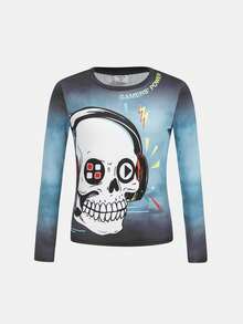 SHEIN 少年男孩卡通圖形t卹和褲子緊身睡衣套裝 - 彩色 - 查看 10