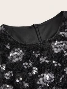 Vintamour Contrast Sequin Tank Bodycon Dress Without Gloves - Blue - View 7