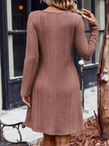 SHEIN LUNE Button Detail Hidden Pocket Tee Dress - Baby Pink - View 2