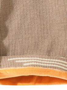 Men Striped Trim Drop Shoulder Thermal Lined Sweater - Khaki - View 5