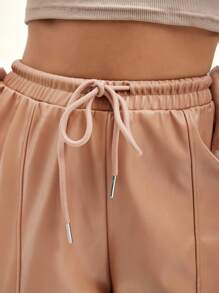 SHEIN BAE Pantalones PU de cintura con nudo