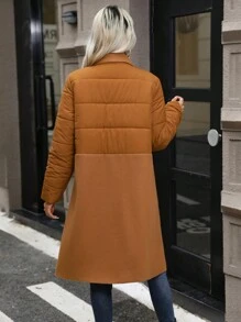 SHEIN LUNE Lapel Neck Dual Pocket Padded Padded Coat Clothes Winter Fall Cloth For Women