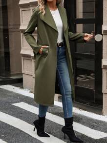 SHEIN Frenchy 大翻領腰帶風衣外套