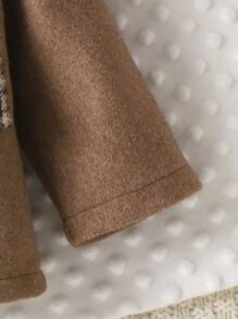 Baby Boy Contrast Plaid Print Double Breasted Overcoat