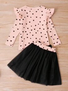 2pcs/Set Young Girl Valentine's Day Outfit