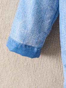 SHEIN Kleines Mädchen 1 Stück Mantel mit Kapuze, Denim Effekt Muster, Thermal Futter,