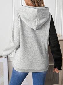 SHEIN Maternity Two Tone Cut Out Sweatshirt, For Winter - Grey - View 3