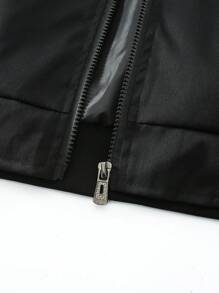 Manfinity Roughcore Men Spider Flocking Zip Up Bomber Jacket - Black - View 4