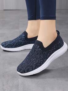 女士休閒懶人走路鞋,舒適透氣網面戶外鞋 - 藍色 - 查看 5