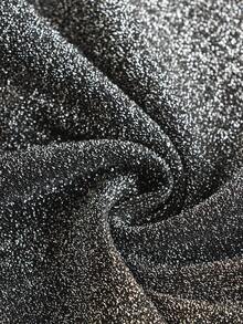 青少年女孩荷葉邊喇叭袖金屬亮絲T恤和裹身半身裙 - 黑色 - 查看 8