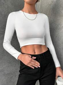 SHEIN T-Shirt Court Unicolore Croisé