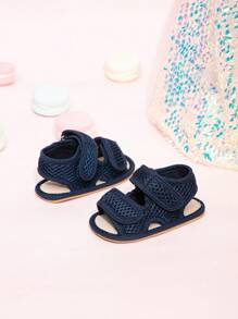 Giày đế bằng có khóa dán móc và vòng cho trẻ sơ sinh, Giày đế bằng thời trang mùa hè - Màu xanh lam - Xem 6