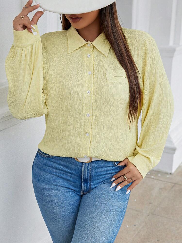 Plus Flap Detail Button Front Shirt