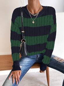 SHEIN Frenchy Khối màu Thả vai Áo len - Nhiều màu - Xem 4