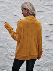 SHEIN LUNE Chất rắn Cổ giả Thả vai Áo len - Màu vàng - Xem 2