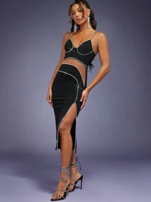 Hauture Cami Kleid Mit Gegensatzbindung Und Gespaltenem Oberschenkel