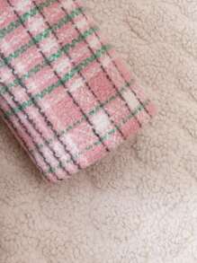 SHEIN Jeune Fille Duffel-coat À Carreaux À Col Sherpa