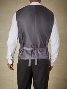 Manfinity Mode Men Plus Plaid Print Waistcoat Without Shirt - Grey - View 2