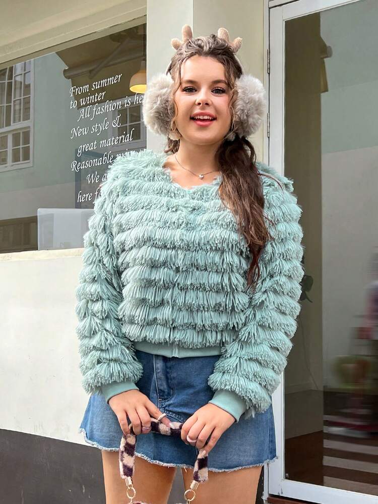 Plus Solid Fuzzy Jacket